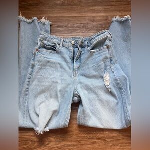 Old Navy Wow Wide Leg Light Blue Distressed Women's Jeans